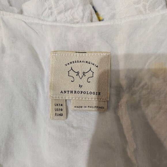 Anthropologie White embroidered cotton top with corset detail - Picture 9 of 9